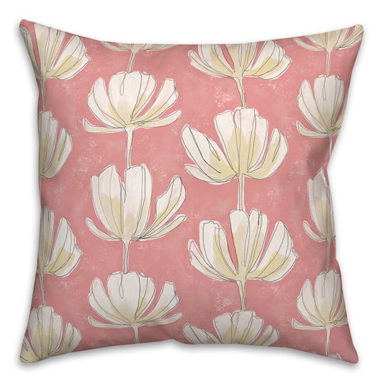 Pink Floral Pattern 18" x 18" Throw Pillow